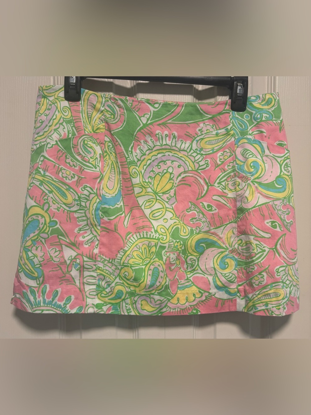 Lilly Pulitzer Pink Green Paisley Print Cotton A-Line Skirt Size 6